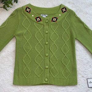 NWT Hartstrings Green Cardigan Sweater 7/8 Boutique